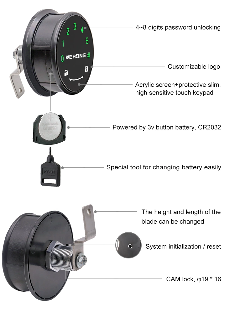 KERONG Smart Small Digital Electric Mailbox Combination Keyless Cam Locker Lock