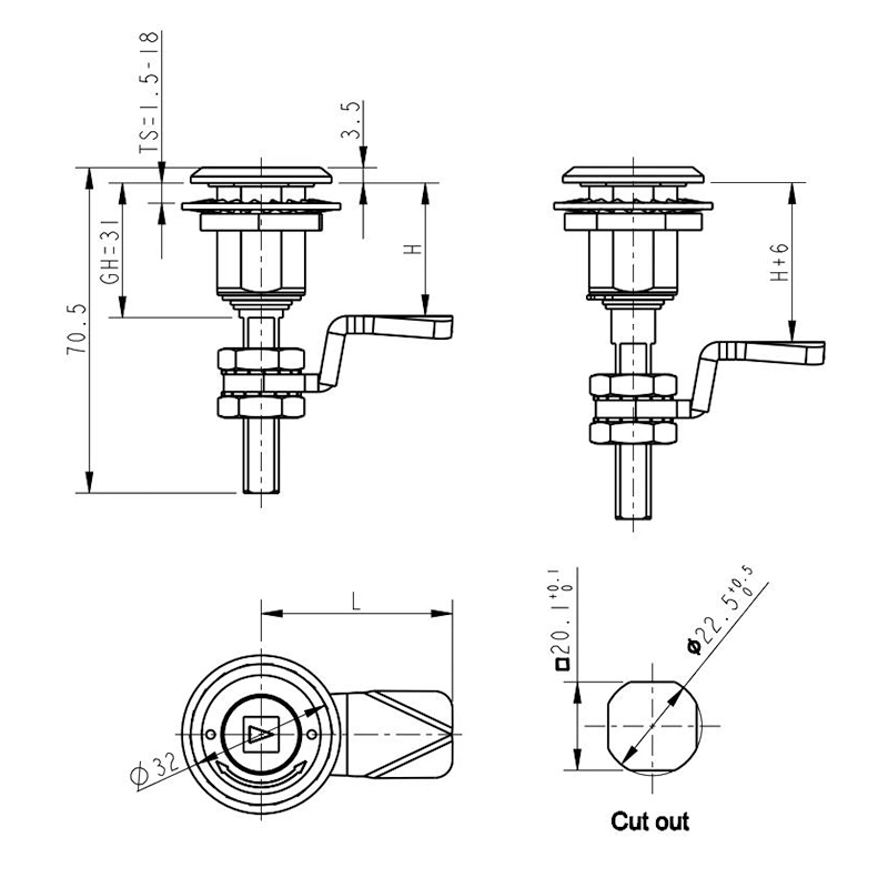 High-Precision 316 Stainless Steel Cam Compression Lock Latch for Cabinet