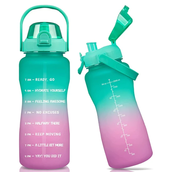 Motivierende Trinkflasche aus Tritan-Kunststoff für Sport und Fitnessstudio, 1/2 Gallone, 1 Gallone, großes Fassungsvermögen, mit Zeitmarkierung